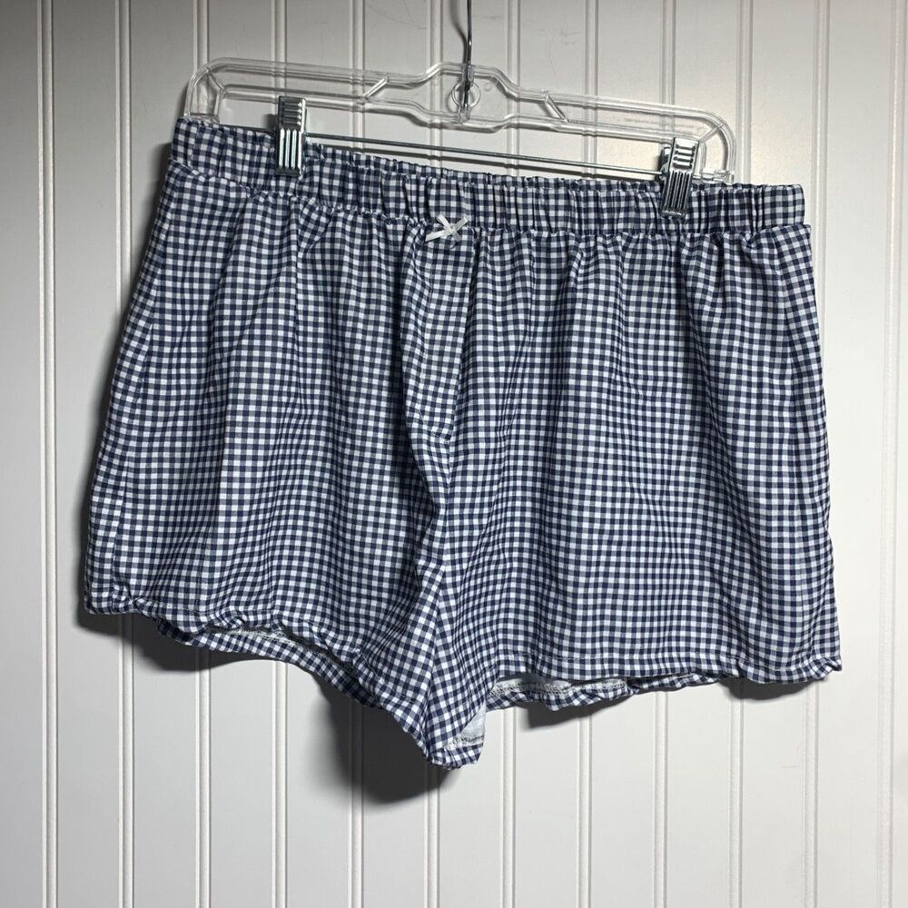 Altar'd State Intimates Blue & White Check Gingham Boxer Shorts Women XXL USA